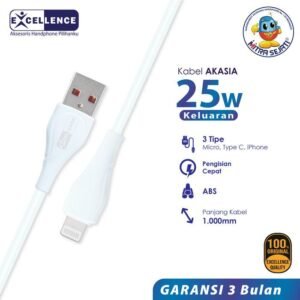 Kabel Data Excellence Fast Charging 25W Akasia iPhone/Micro USB/Type-C - Micro USB Aksesoris  Handphone  Cable