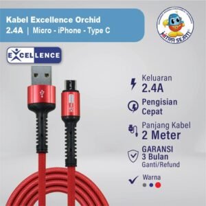 Kabel Data Excellence Orchid 200cm For Micro USB/Type-C/iPhone