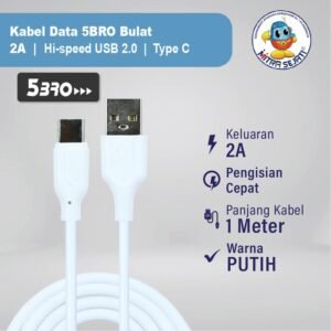 Kabel USB Type-C 5BRO Bulat Kabel Data Fast Charging
