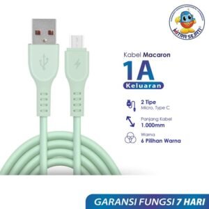 Kabel pengisi daya macaron 1a untuk tipe kabel micro usb dan type-c