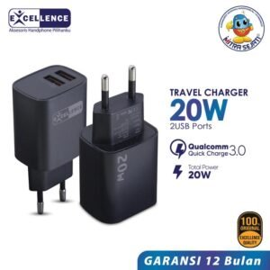 Charger Perjalanan EXCELLENCE Luna 20W 2USB