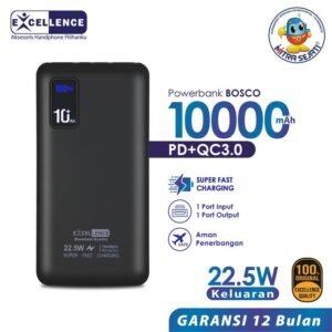 Powerbank Excellence Bosco 22.5W 10.000mAh Baterai Led Hitam